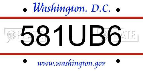 581UB6 District Of Columbia License Plate