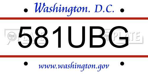 581UBG District Of Columbia License Plate