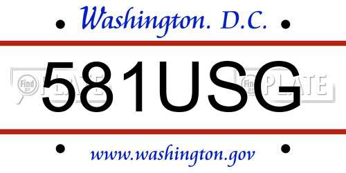 581USG District Of Columbia License Plate