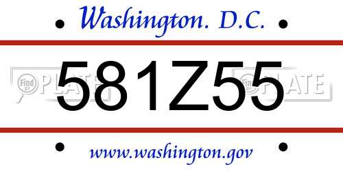 581Z55 District Of Columbia License Plate