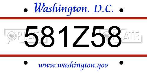 581Z58 District Of Columbia License Plate