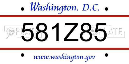 581Z85 District Of Columbia License Plate