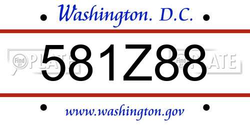 581Z88 District Of Columbia License Plate