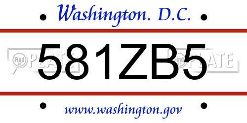 581ZB5 District Of Columbia License Plate