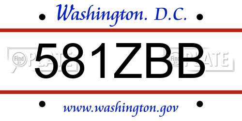 581ZBB District Of Columbia License Plate