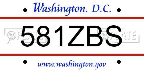 581ZBS District Of Columbia License Plate