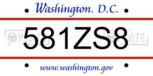 581ZS8 District Of Columbia License Plate