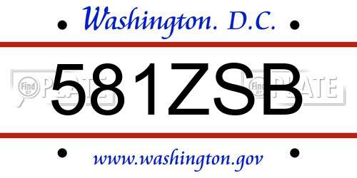 581ZSB District Of Columbia License Plate