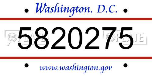 5820275 District Of Columbia License Plate