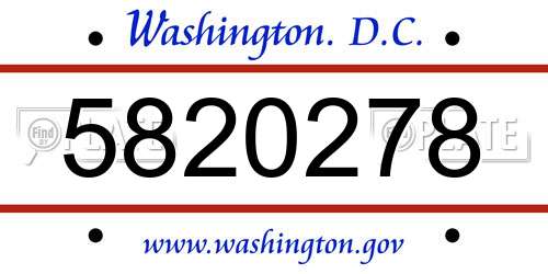 5820278 District Of Columbia License Plate