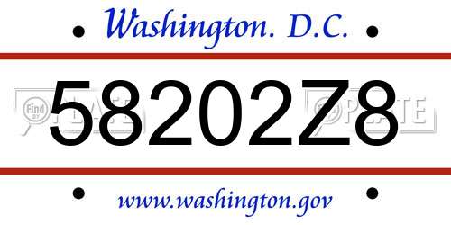 58202Z8 District Of Columbia License Plate