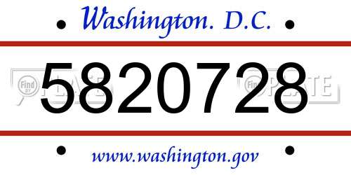 5820728 District Of Columbia License Plate