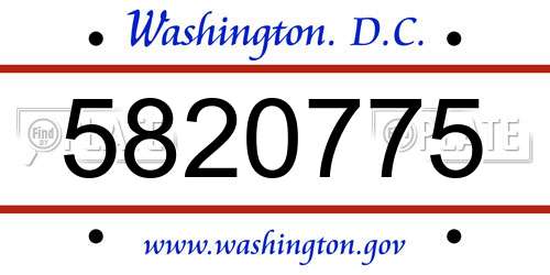 5820775 District Of Columbia License Plate