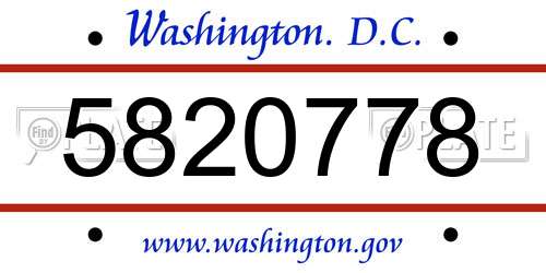 5820778 District Of Columbia License Plate