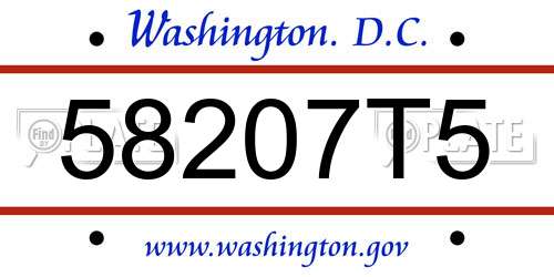 58207T5 District Of Columbia License Plate