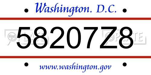 58207Z8 District Of Columbia License Plate
