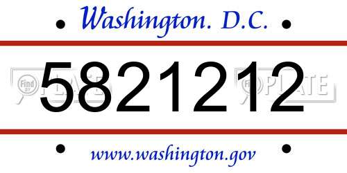 5821212 District Of Columbia License Plate