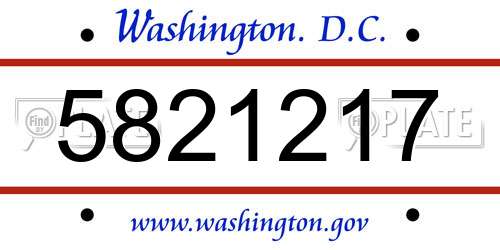 5821217 District Of Columbia License Plate