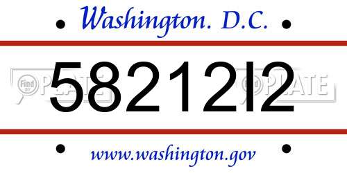 58212I2 District Of Columbia License Plate