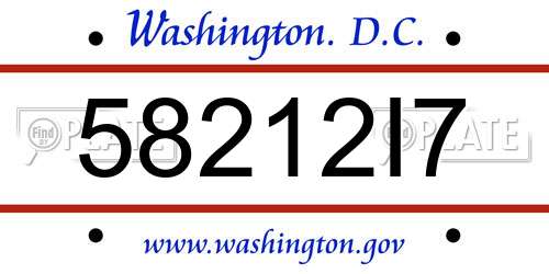 58212I7 District Of Columbia License Plate
