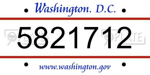 5821712 District Of Columbia License Plate