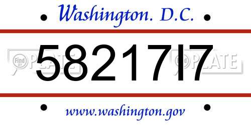 58217I7 District Of Columbia License Plate