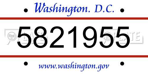 5821955 District Of Columbia License Plate