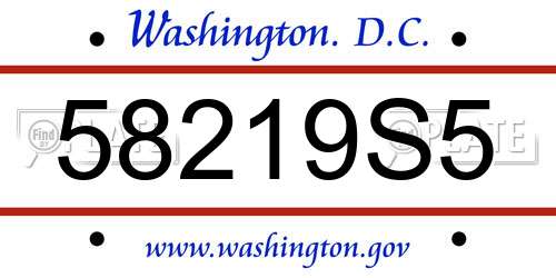 58219S5 District Of Columbia License Plate