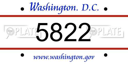 5822 District Of Columbia License Plate