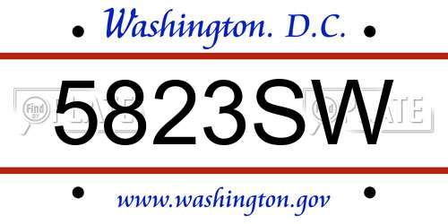5823SW District Of Columbia License Plate