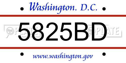 5825BD District Of Columbia License Plate