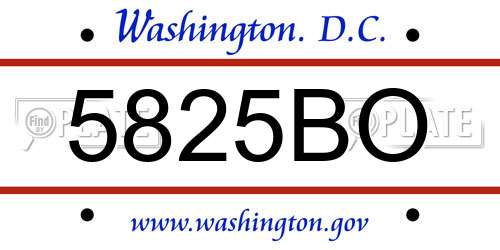5825BO District Of Columbia License Plate