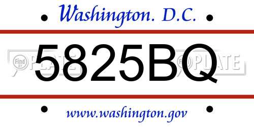 5825BQ District Of Columbia License Plate