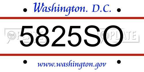 5825SO District Of Columbia License Plate