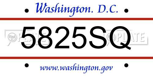 5825SQ District Of Columbia License Plate
