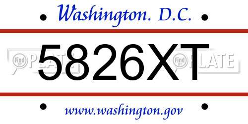 5826XT District Of Columbia License Plate