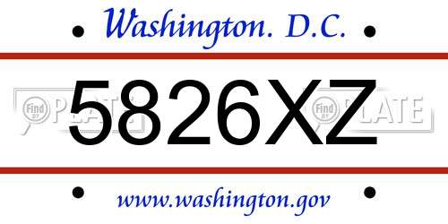 5826XZ District Of Columbia License Plate