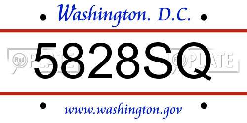5828SQ District Of Columbia License Plate