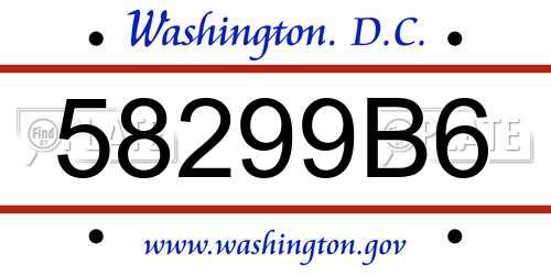 58299B6 District Of Columbia License Plate