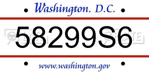 58299S6 District Of Columbia License Plate