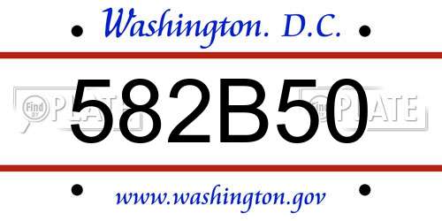 582B50 District Of Columbia License Plate