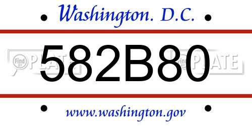 582B80 District Of Columbia License Plate