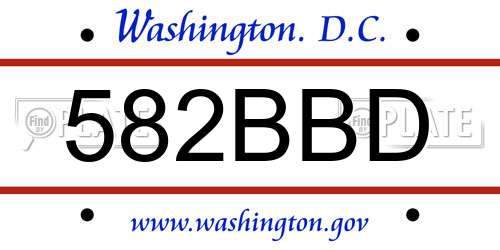 582BBD District Of Columbia License Plate