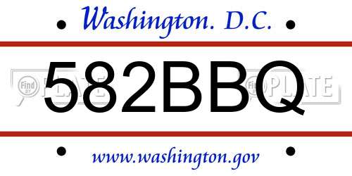 582BBQ District Of Columbia License Plate