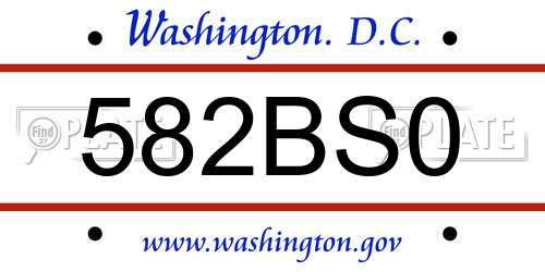 582BS0 District Of Columbia License Plate