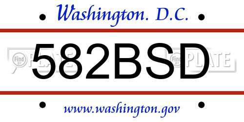 582BSD District Of Columbia License Plate