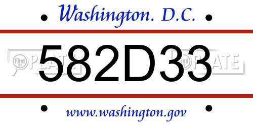582D33 District Of Columbia License Plate