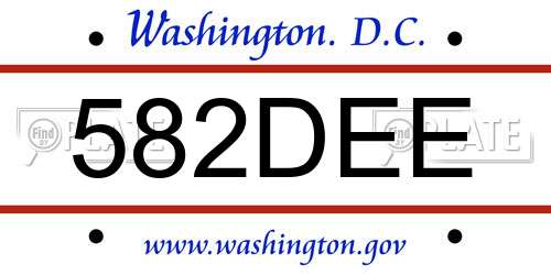 582DEE District Of Columbia License Plate