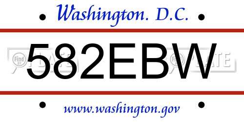 582EBW District Of Columbia License Plate