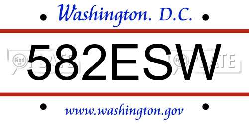 582ESW District Of Columbia License Plate